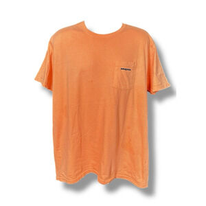 Patagonia Graphic T-Shirt Pocket Tee Regular Fit Casual Peach Coral Orange XL